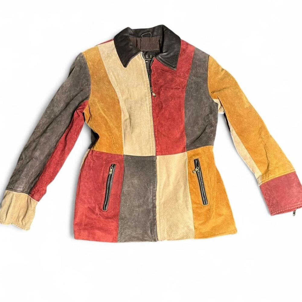Winlit Boho Leather Women's Multi Colored Jacket Size Medium
